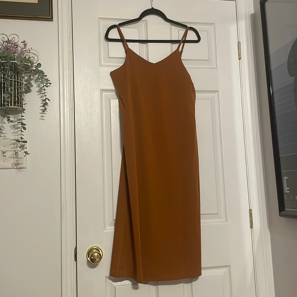 Burnt Orange Slip Midi Dress